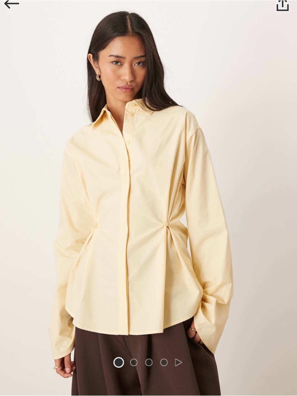 Classic Pleat-Detail Button-Front Shirt - Cream